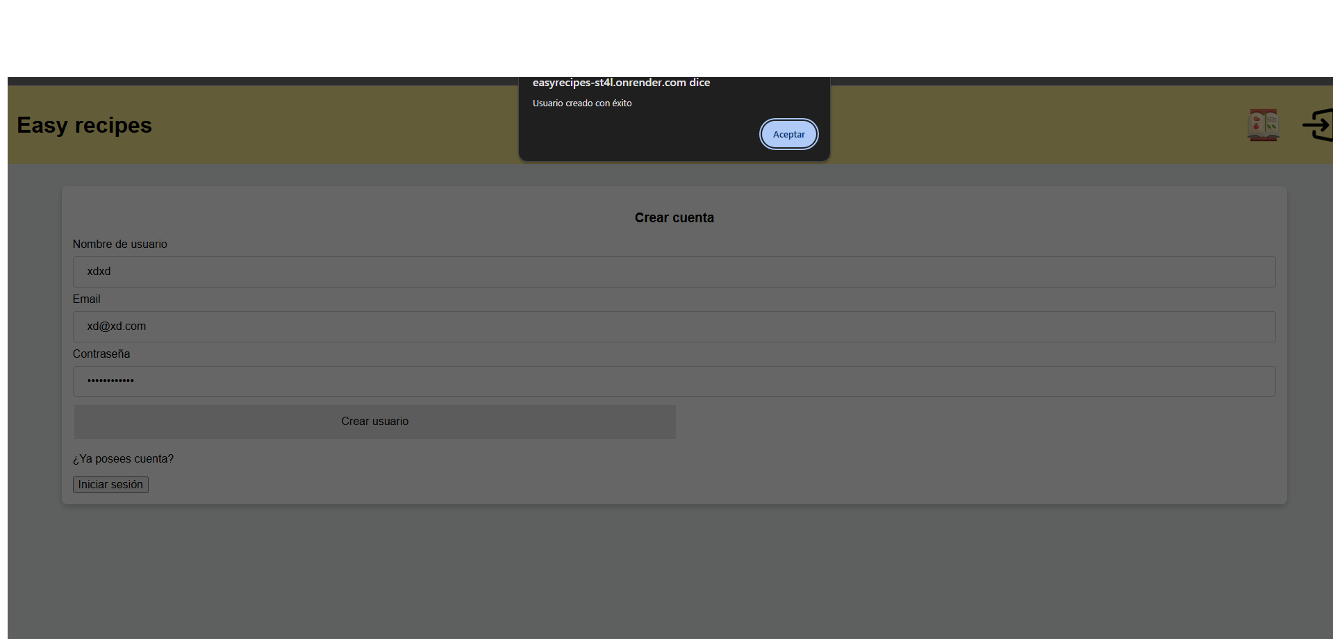 New user registered