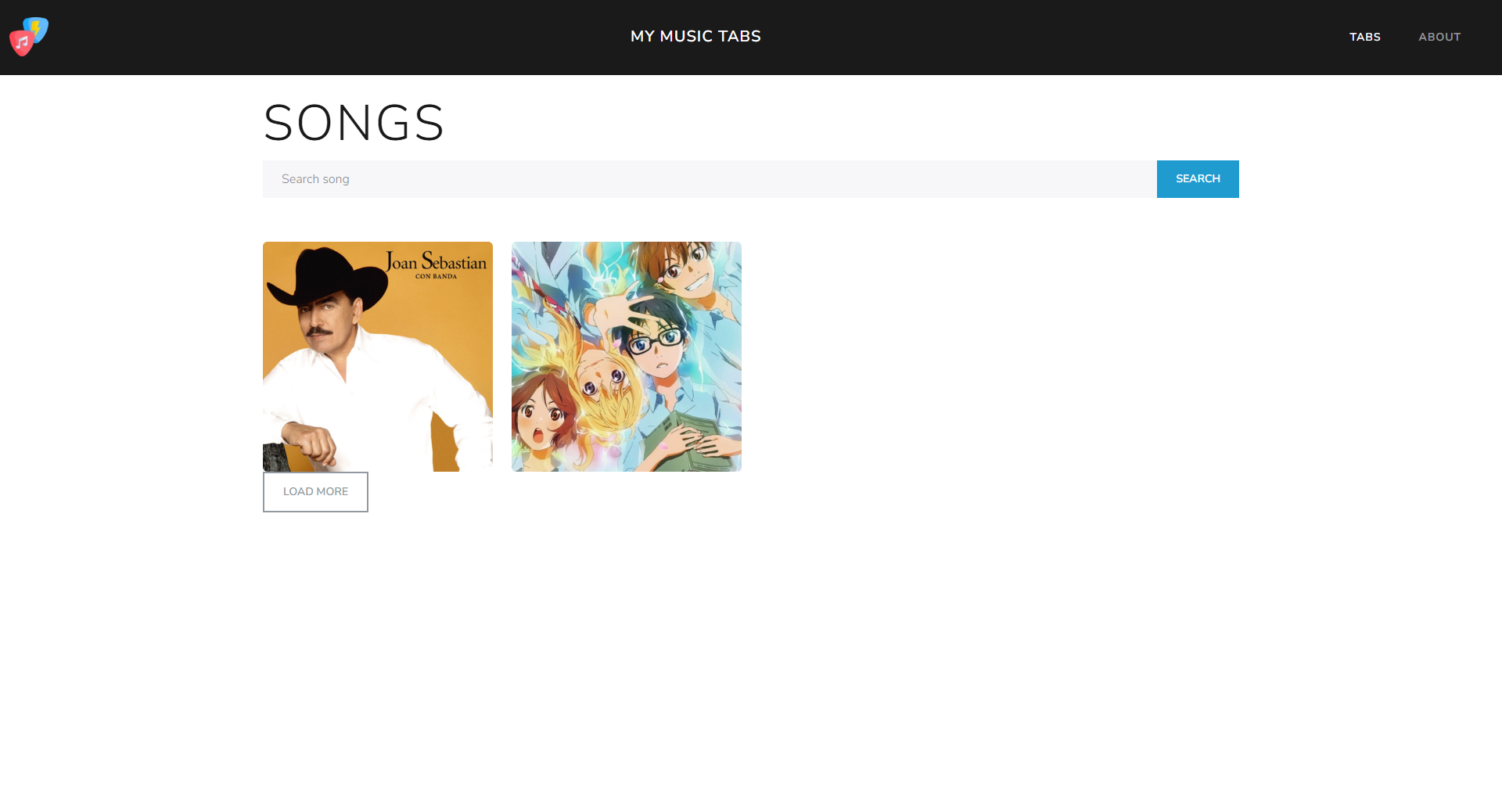Search music tabs page